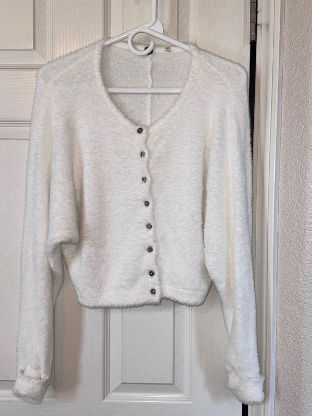 Free People Super Soft & Cozy White Button-Front Cardigan Sweater